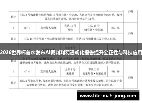 2026世界杯首次发布AI裁判判罚透明化报告提升公正性与科技应用